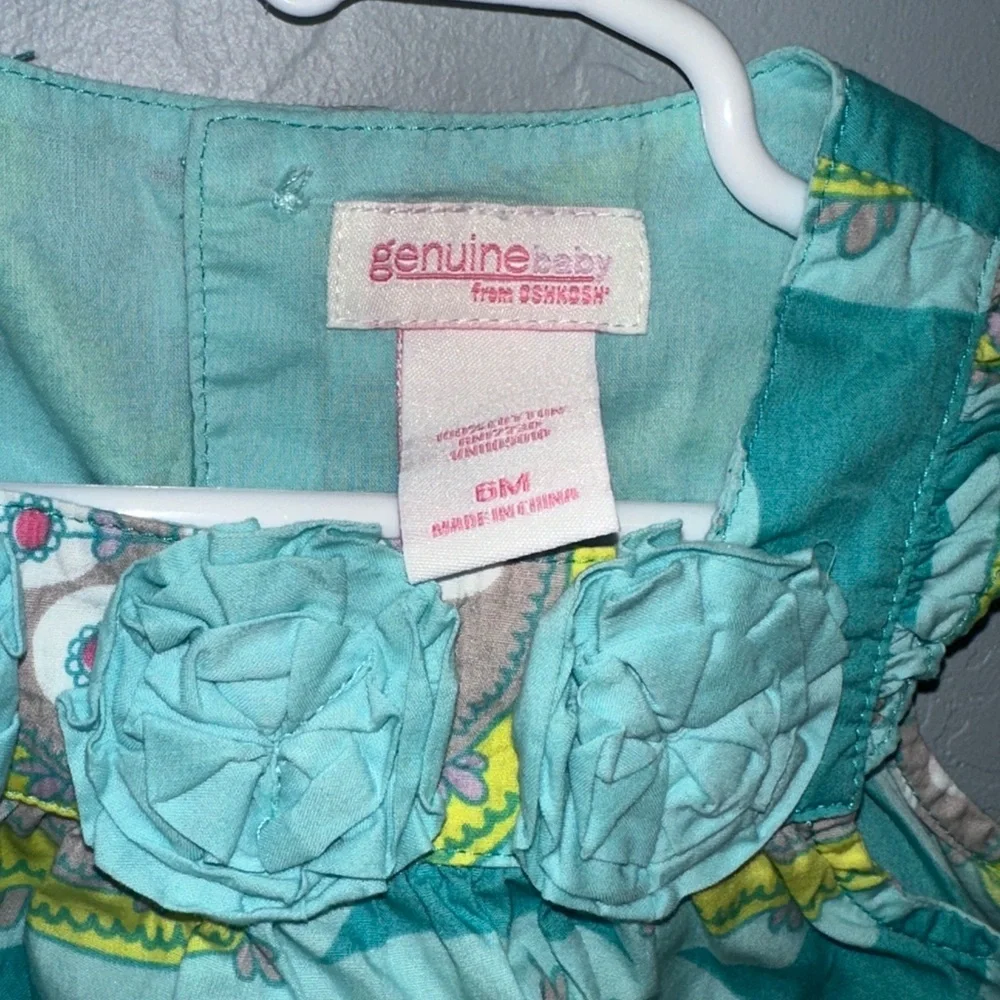 OshKosh B'gosh Teal, Yellow, Aqua Floral Medallion Dress